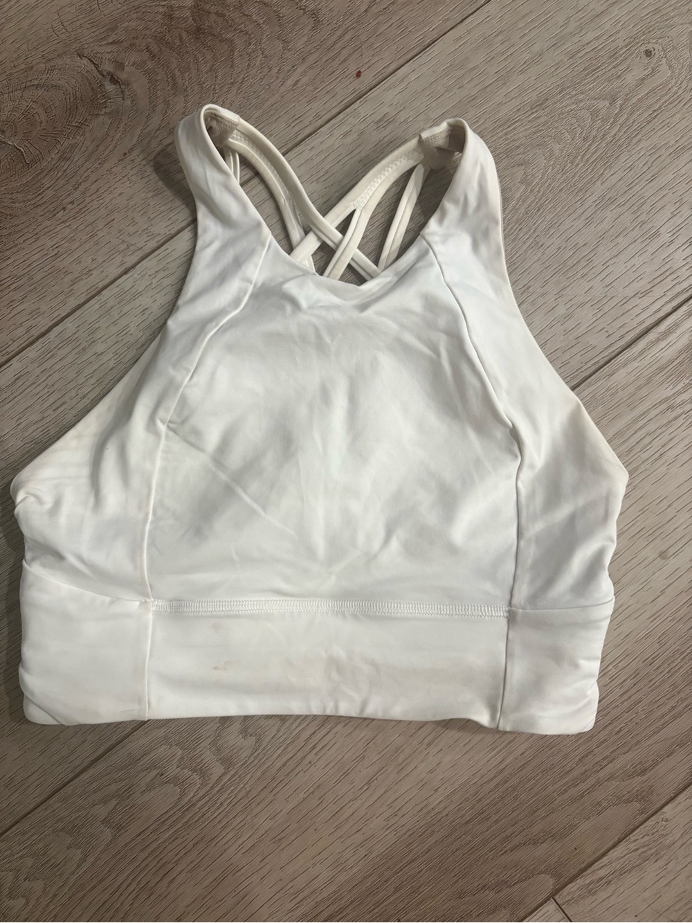 Lululemon High-Neck White Strappy Sports Bra size 8